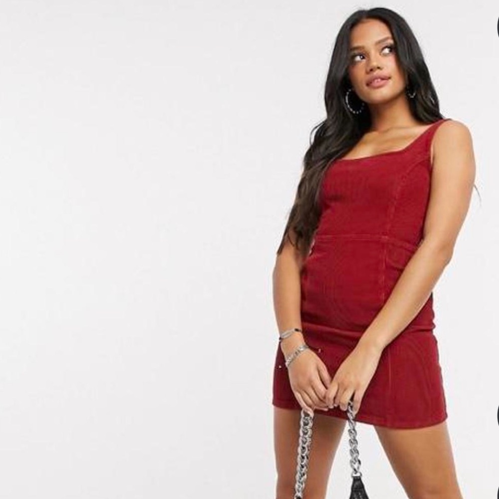 ASOS Design Corduroy Red Dress